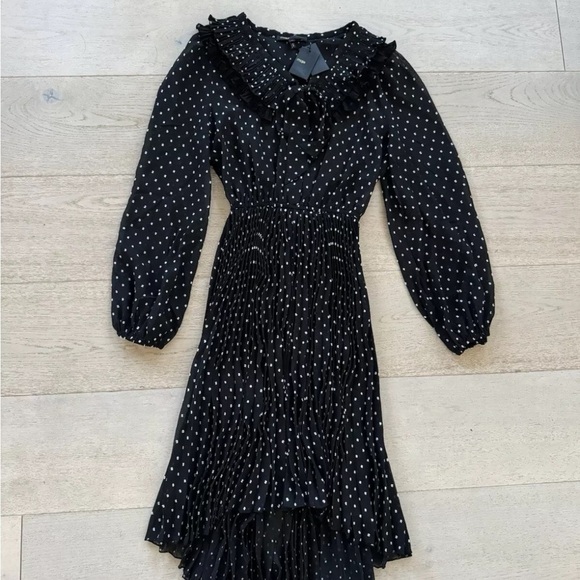 Maje Ribul Polka Dot accordion Pleated Midi Dress 36 - Picture 5 of 9